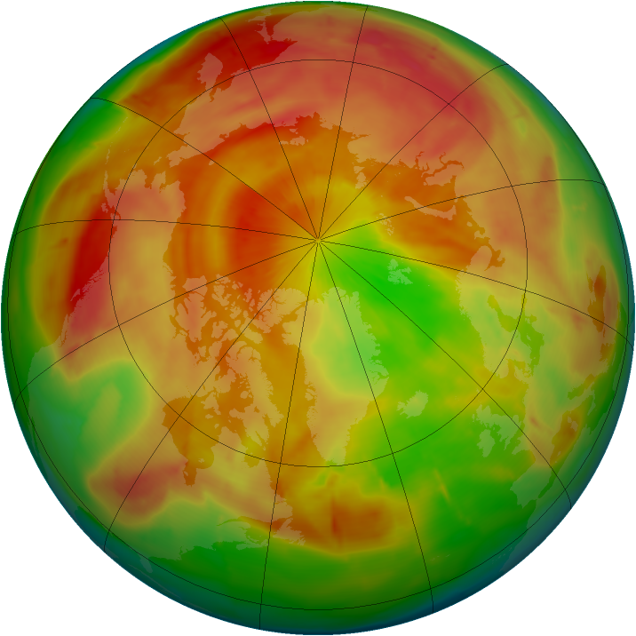 Arctic ozone map for 08 April 2010